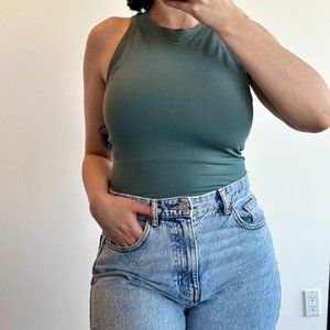 Dark Teal High Neck Racer Back Tank